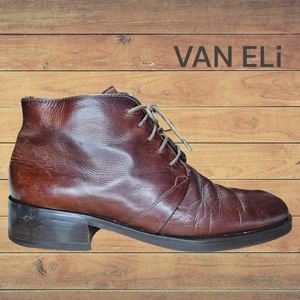 VAN ELi Made in Italy Lace Up Leather Dress Ankle Boot